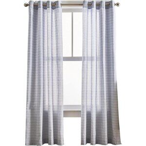 NEW CHF Semi-Sheer Cargo Stripe Grommet Window Curtain Panels Blue 50" x 84"